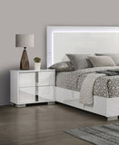 Contemporary Classic White Bedside Table Bedroom Furniture 1pc Nightstand Chrome Legs Handles B2741P317222