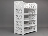 Wood-plastic Board Five Tiers Carved Shoe Rack White A 52666556