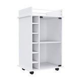 Dukat Bar Cart,Two Shelves, Six Built-in Wine Rack, Four Casters -White B20091850