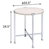 White Oak and Chrome End Table with X Shape Base B062P181389