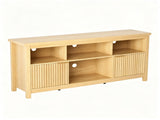 Entertainment Center TV Stand with 4 Open Cubbies & 2 Fluted Hinged Storage 90375918