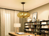Farmhouse Rattan Pendant Lights, 15.7" 4-Light Boho Chandelier Light Fixture, Wicker Hand Woven W2738P185429