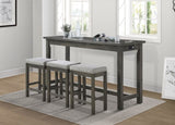 4pc Counter Height Dining Set Gray Finish Counter Height Table w Drawer Built-in USB Ports Power B011P151856