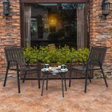 3-Piece Patio Bistro Set, Outdoor Furniture Set with 2 Stackable Patio Dining Chairs and Glass 31111029