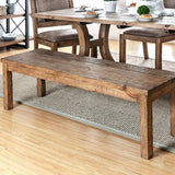 ZNTS Rustic Elegance Wooden Seat 1pc Bench Bold Sturdy Design Rustic Oak Solidwood Frame Dining Room B011P200231