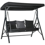 3-Seat Patio Swing Chair, Porch Swing Glider with Cushion, 3 Throw Pillows & Adjustable Canopy for W2225142468