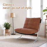 Leather Armchair, Modern Accent Chair High Back, Living Room Chairs with Metal Legs and Soft Padded, W2105P303635