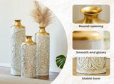 Floor metal vase modern style decoration droplet shaped white metal vase 3-piece set gorgeous W2796P321401