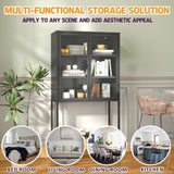 59"H Heavy Duty Metal Storage Cabinet,Sideboards & Buffet,Display Storage Cabinet with Glass Doors W2735P186329