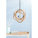 3- Light Farmhouse Chandelier, Rope Chandelier Globe Hanging Light Fixture with with Adjustable W2078137922