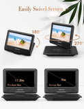 ZNTS DBPOWER 11.5" Portable DVD Player, 5-Hour Built-in Rechargeable Battery, 9" Swivel Screen Region 81468570