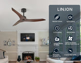 52" Outdoor Ceiling Fan Without Light with Remote Control ,3 ABS Blades Farmhouse Ceiling Fan W2352P204464