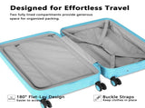 28 Inch Luggage with Spinner Wheels, PU Leather Suitcases for Women with TSA Lock, ice blue T5391P495964