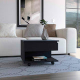 Luanda Lift Top Coffee Table, Casters, One Shelf -Black B07091883