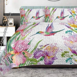 Colorful Bird Flower Design Quilt Set 3 Pieces King Size Soft Warm Bedding Set Include 1 Quilt And 2 15988841