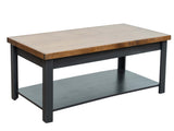 48 inch Coffee Table, No Assembly Required, Black and Whiskey Finish B108P160149