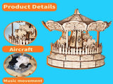 music park 3d Wooden Puzzle Carousel Music Box Handmade Assembly Model Kit Holidays Birthdays 16811073