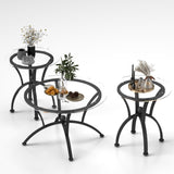 3 Piece Tempered Glass Surface Coffee Table Set, Decor Coffee Table Round End Side Table with Sturdy W2167P221147