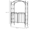 Black 84" Metal Garden Archway with Gate, for Climbing Vines & Wedding Ceremony Decoration 27362792