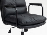 Office Chair,Mid Back Home Office Desk Task Chair with Wheels and Arms Ergonomic PU Leather Computer W1143133924