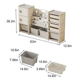 Kids Toy Storage Organizer 8 storage cabinet Removable Toy Bins, 4-Tier Book organizers Storage and W509P227267
