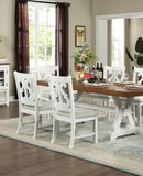 ZNTS Lavish Design Distressed White 2pcs Dining Chairs Only, Gray Padded Fabric Seat Dining Room Kitchen B011111836