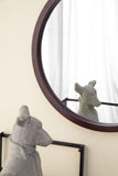 20" x 20" Circle Wall Mirror with Wooden Frame and Walnut Finish,Wall Mirror for Living Dining W2078124339