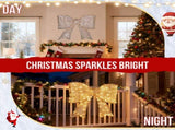 Pre-lit Outdoor Giant Bowknot Christmas Decoration, Lighted Metal Frame with 124 Warm White LED 60463986