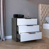 Kaia 3 Drawers Dresser, Superior Top -Smokey Oak / White B20092022