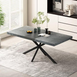 55.11" -70.86"Retro Rectangular Stretch Dining Table,Dark Grey stone Top And Relief Plate, W757P209558