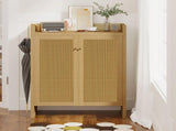 42.5" Tall Rattan Shoe Cabinet with Doors, 6-Tier Wooden Freestanding Shoe Storage Organizer with 98951405
