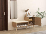 2-in-1 Shoe Storage Bench, PP Rattan Shoe Cabinet with 2 Adjustable Shelves and Removable Seat W808P212813