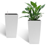 Indoor/Outdoor Modern Faux Rattan Design Square Planter, 22.6 inch White Plastic Large Planter with W2885P253194