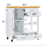 Kitchen Island Cart with walnut wood Top, Rolling Storage Cabinet on Wheels with Drawers, Sideboard W3417P329701