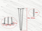 Set of 4 Black Hairpin Table Legs, 22" 3-Rod Design, 880 lbs Total Load Capacity 34787406