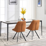 Dining Chair,Thickened fabric chairs with metal legs Set of 2,Brown W1249P243513
