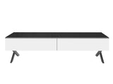 Rectangular Mirror Coffee Table for Living Room with Storage and Metal Base, 2 drawers, Black High N735P350387B