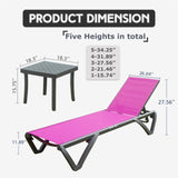 Outdoor Lounge Chair, Aluminum Plastic Patio Chaise Lounge with Side Table & 5 Position Adjustable W1859P149687