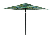 Outdoor 7.5' Palm Print Round Market Patio Umbrella, Push-up, 3-Angle Tilt 58235760