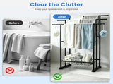 3-Tier Freestanding Towel Stand with Bottom Storage Basket, Black Iron Towel Rack with Adjustable 26651064