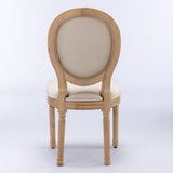A&A Furniture,French Style Solid Wood Frame Antique Painting Linen Fabric Back Dining Chair,Set of W1143141070