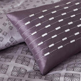 7 Piece Jaquard Comforter Set Purple Queen B03597294