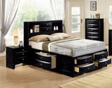 1Pc Contemporary 2 Drawer Nightstand End Table Jewelry Tray Black Finish Solid Wood Wooden Bedroom ESFCRMB4280-2
