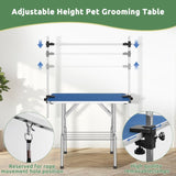 46 Inch Foldable Dog Grooming Table for Home with Adjustable Arm, Noose, Non-Slip Surface, and T3210P293739