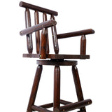 Rustic Bar Stool - Fir Wood Construction, Chair with Footrest,Wide Armrest, Rustic Kitchen Stool, W465P221173