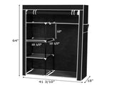 64" Portable Closet Storage Organizer Wardrobe Clothes Rack with Shelves Black 72214687