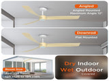 52 Inch Ceiling Fans with Lights Led Remote Control Low Profile Flush Mount for Living Room Bedroom 49155630