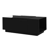 Coffee Table, Modern Center Table with High-Gloss Finish and Glass Tabletop, Coffee Table with Open 41736706