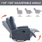 Manual Recliner Chair with Rocker and Swivel in Fabric for Living Room, Blue Grey 52130919