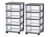 4-Drawer Narrow Plastic Storage Drawer Cart, Black, Set of 2 55824444